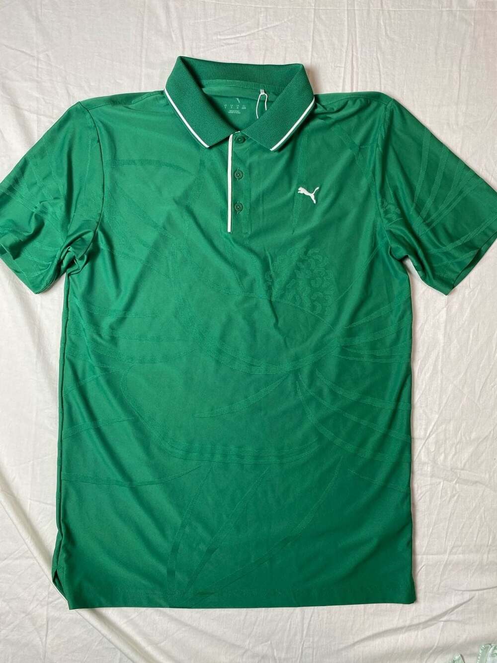 Puma Green Tropical Leaf Pattern Short Sleeve Golf Polo Shirt S (1378)